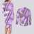 Hawaii Quilt Couples Matching Long Sleeve Bodycon Dress and Long Sleeve Button Shirt Kakau Polynesian Pattern Lilac Version LT01 - Polynesian Pride