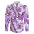 Hawaii Quilt Family Matching Long Sleeve Bodycon Dress and Hawaiian Shirt Kakau Polynesian Pattern Lilac Version LT01 Dad's Shirt - Long Sleeve Purple - Polynesian Pride