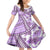 Hawaii Quilt Family Matching Off Shoulder Short Dress and Hawaiian Shirt Kakau Polynesian Pattern Lilac Version LT01 Daughter's Dress Purple - Polynesian Pride