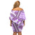 Hawaii Quilt Family Matching Off Shoulder Short Dress and Hawaiian Shirt Kakau Polynesian Pattern Lilac Version LT01 - Polynesian Pride