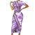 Hawaii Quilt Family Matching Short Sleeve Bodycon Dress and Hawaiian Shirt Kakau Polynesian Pattern Lilac Version LT01 Mom's Dress Purple - Polynesian Pride