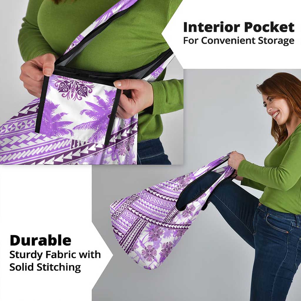 Hawaii Quilt Grocery Bag Kakau Polynesian Pattern Lilac Version