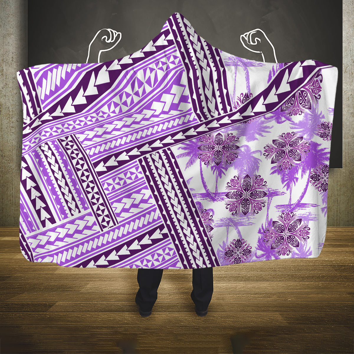 Hawaii Quilt Hooded Blanket Kakau Polynesian Pattern Lilac Version LT01 One Size Purple - Polynesian Pride