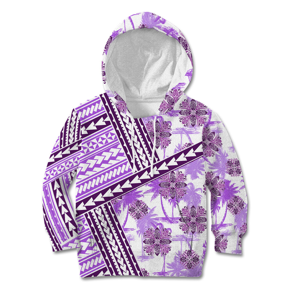 Hawaii Quilt Kid Hoodie Kakau Polynesian Pattern Lilac Version LT01 Hoodie Purple - Polynesian Pride