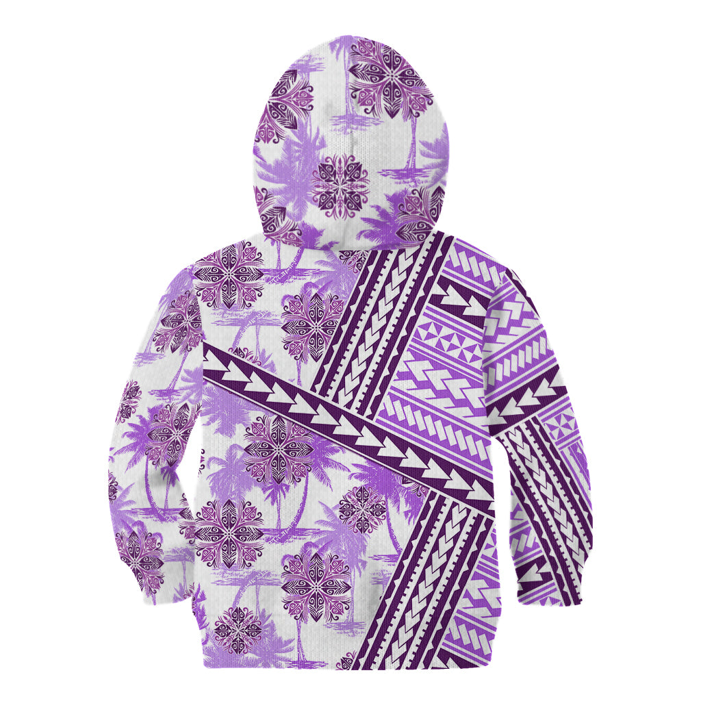 Hawaii Quilt Kid Hoodie Kakau Polynesian Pattern Lilac Version LT01 - Polynesian Pride