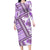 Hawaii Quilt Long Sleeve Bodycon Dress Kakau Polynesian Pattern Lilac Version LT01 Long Dress Purple - Polynesian Pride