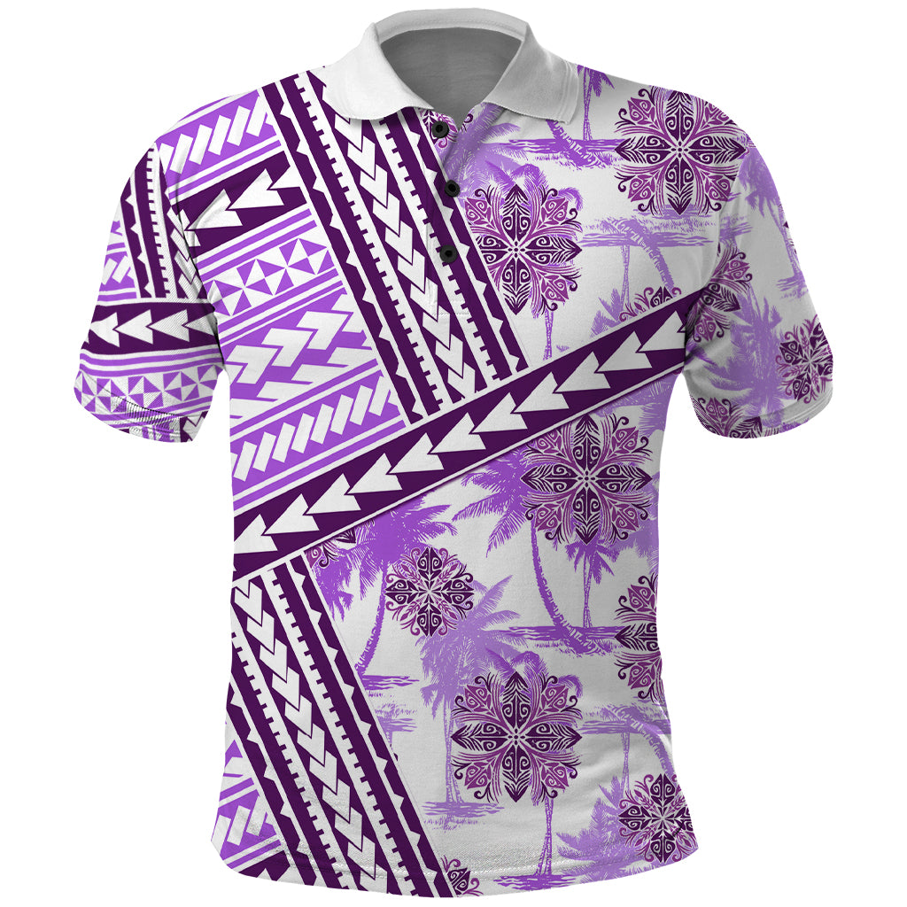 Hawaii Quilt Polo Shirt Kakau Polynesian Pattern Lilac Version LT01 Purple - Polynesian Pride