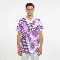Hawaii Quilt Scrub Top Kakau Polynesian Pattern Lilac Version - Polynesian Pride