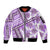 Hawaii Quilt Sleeve Zip Bomber Jacket Kakau Polynesian Pattern Lilac Version LT01 Unisex Purple - Polynesian Pride