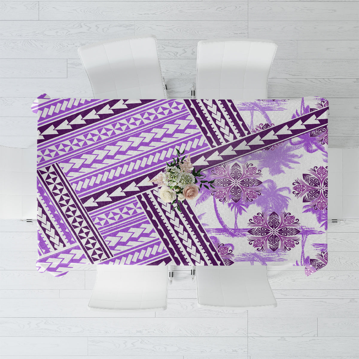 Hawaii Quilt Tablecloth Kakau Polynesian Pattern Lilac Version LT01 Purple - Polynesian Pride