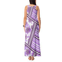 Hawaii Quilt Tank Maxi Dress Kakau Polynesian Pattern Lilac Version LT01 - Polynesian Pride