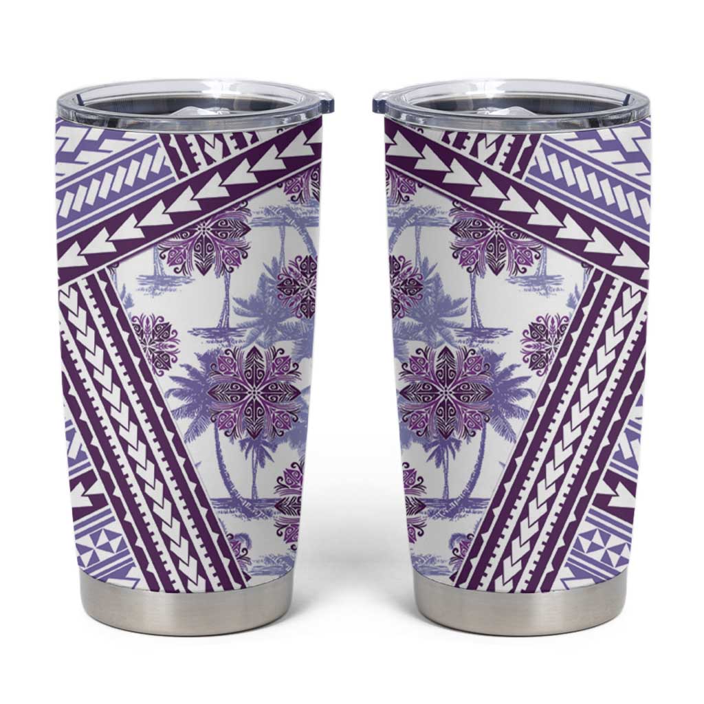 Hawaii Quilt Tumbler Cup Kakau Polynesian Pattern Lilac Version