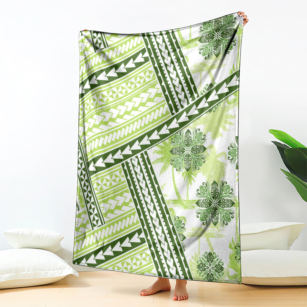 Hawaii Quilt Blanket Kakau Polynesian Pattern Olive Green Version LT01 Green - Polynesian Pride