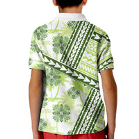 Hawaii Quilt Kid Polo Shirt Kakau Polynesian Pattern Olive Green Version LT01 - Polynesian Pride