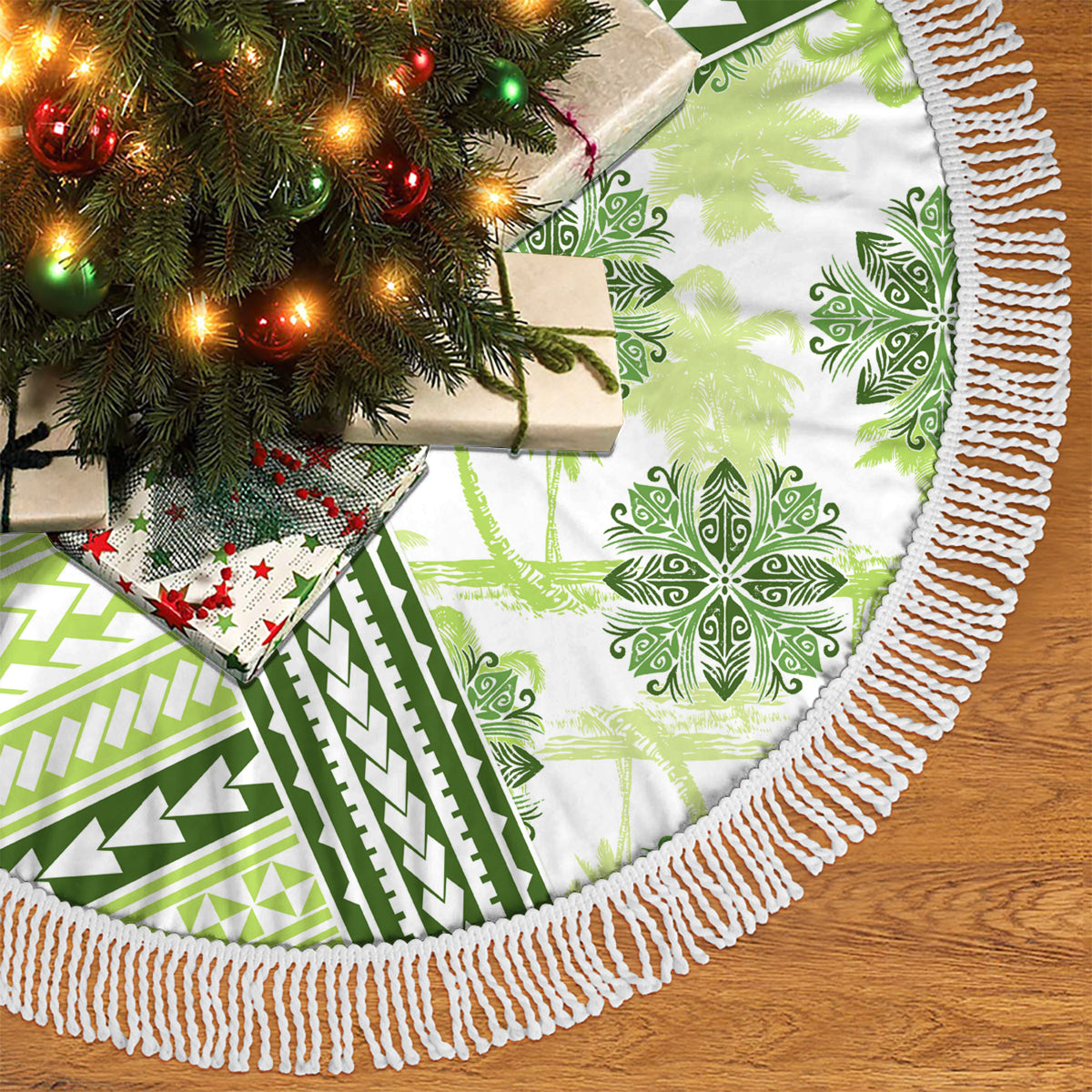 Hawaii Quilt Tree Skirt Kakau Polynesian Pattern Olive Green Version LT01 - Polynesian Pride