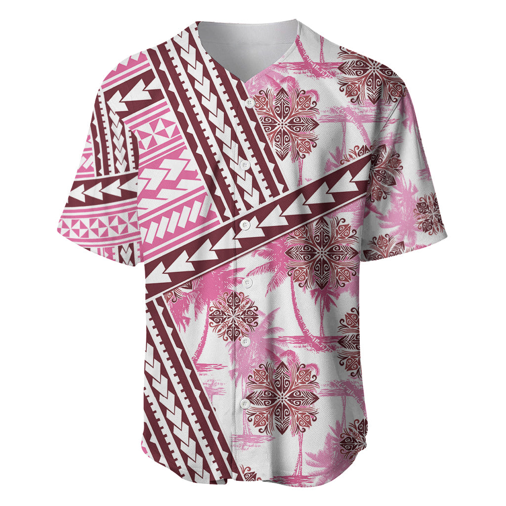 Hawaii Quilt Baseball Jersey Kakau Polynesian Pattern Mauve Pink Version LT01 Pink - Polynesian Pride