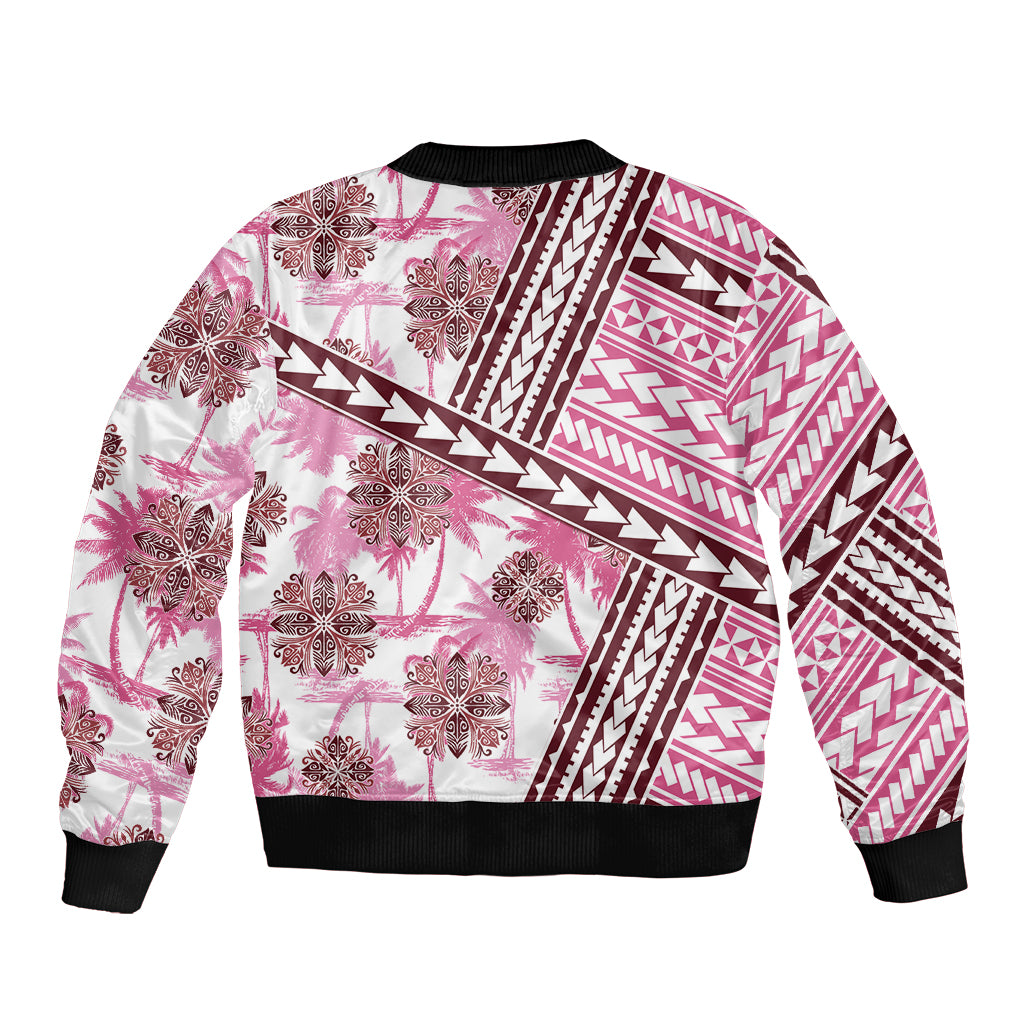 Hawaii Quilt Bomber Jacket Kakau Polynesian Pattern Mauve Pink Version LT01 - Polynesian Pride