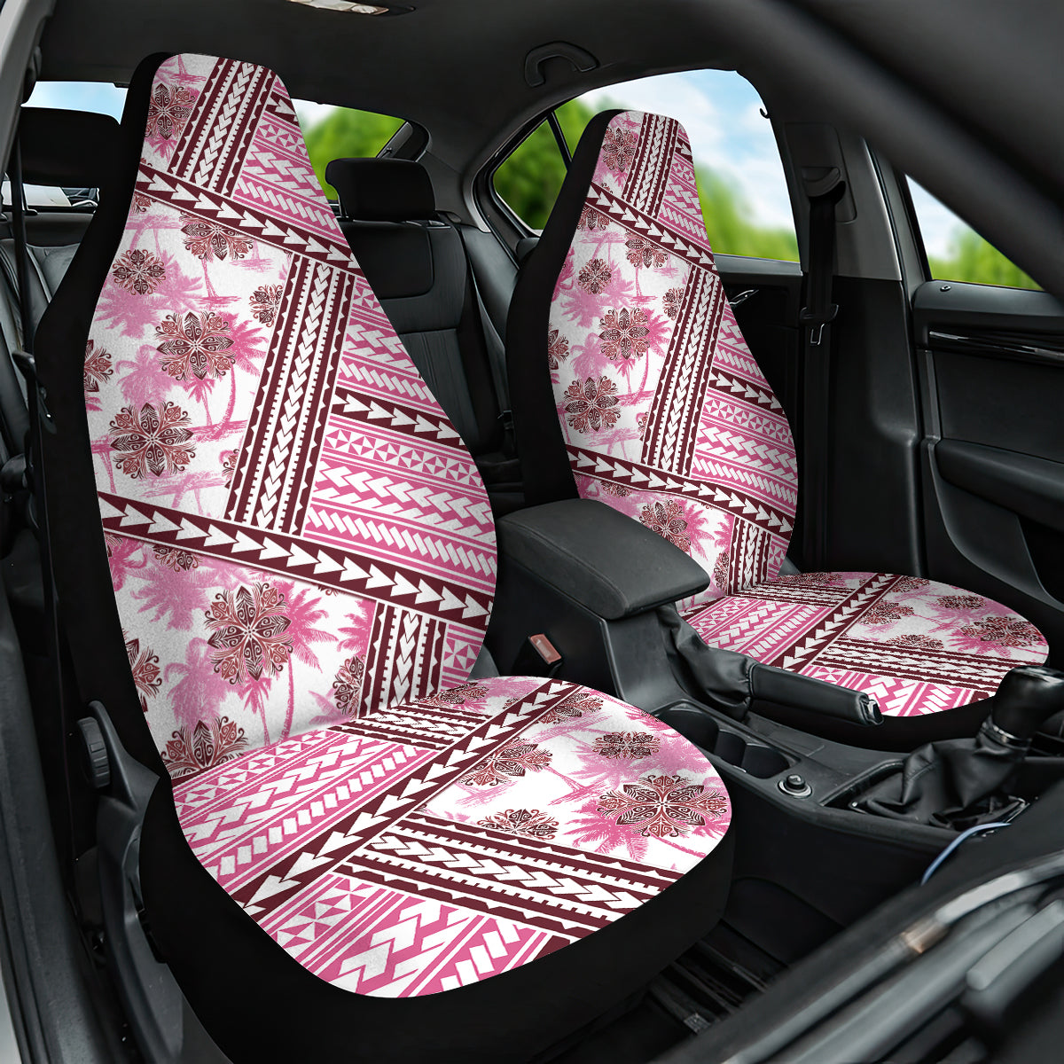 Hawaii Quilt Car Seat Cover Kakau Polynesian Pattern Mauve Pink Version LT01 One Size Pink - Polynesian Pride