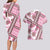 Hawaii Quilt Couples Matching Long Sleeve Bodycon Dress and Hawaiian Shirt Kakau Polynesian Pattern Mauve Pink Version LT01 - Polynesian Pride