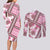 Hawaii Quilt Couples Matching Long Sleeve Bodycon Dress and Long Sleeve Button Shirt Kakau Polynesian Pattern Mauve Pink Version LT01 - Polynesian Pride