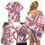 Hawaii Quilt Family Matching Off Shoulder Short Dress and Hawaiian Shirt Kakau Polynesian Pattern Mauve Pink Version LT01 - Polynesian Pride