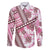 Hawaii Quilt Family Matching Off Shoulder Short Dress and Hawaiian Shirt Kakau Polynesian Pattern Mauve Pink Version LT01 Dad's Shirt - Long Sleeve Pink - Polynesian Pride