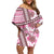 Hawaii Quilt Family Matching Off Shoulder Short Dress and Hawaiian Shirt Kakau Polynesian Pattern Mauve Pink Version LT01 Mom's Dress Pink - Polynesian Pride