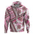 Hawaii Quilt Hoodie Kakau Polynesian Pattern Mauve Pink Version LT01 Zip Hoodie Pink - Polynesian Pride