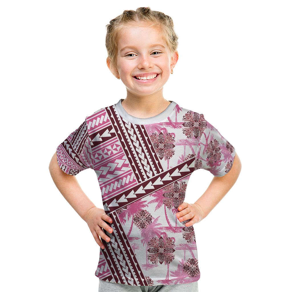 Hawaii Quilt Kid T Shirt Kakau Polynesian Pattern Mauve Pink Version LT01 Pink - Polynesian Pride