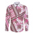 Hawaii Quilt Long Sleeve Button Shirt Kakau Polynesian Pattern Mauve Pink Version LT01 Unisex Pink - Polynesian Pride