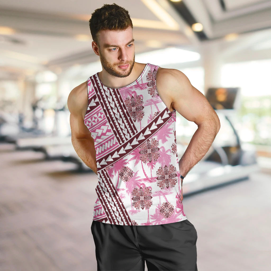 Hawaii Quilt Men Tank Top Kakau Polynesian Pattern Mauve Pink Version LT01 Pink - Polynesian Pride