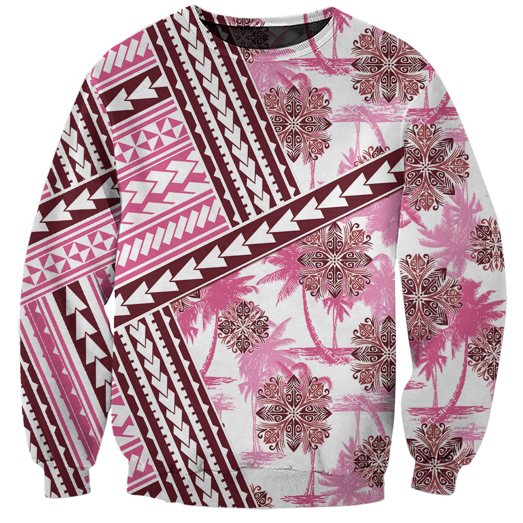 Hawaii Quilt Sweatshirt Kakau Polynesian Pattern Mauve Pink Version LT01 Unisex Pink - Polynesian Pride