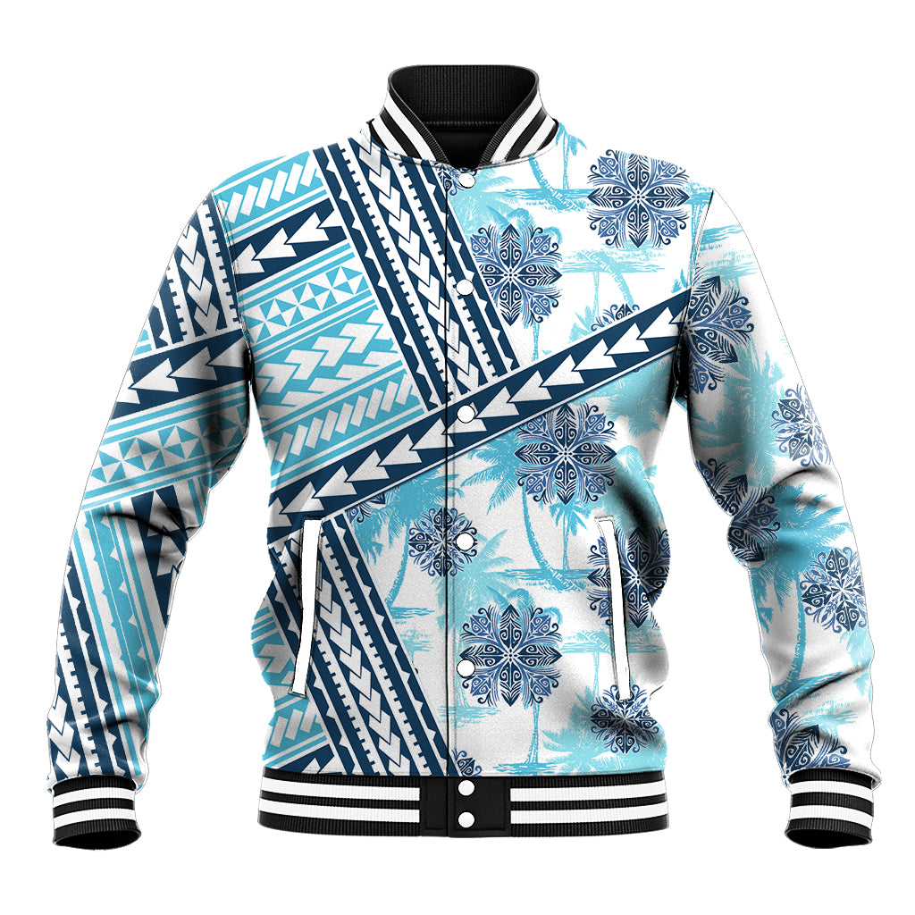 Hawaii Quilt Baseball Jacket Kakau Polynesian Pattern Sky Blue Version LT01 Unisex Blue - Polynesian Pride