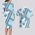 Hawaii Quilt Couples Matching Long Sleeve Bodycon Dress and Hawaiian Shirt Kakau Polynesian Pattern Sky Blue Version LT01 - Polynesian Pride