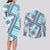 Hawaii Quilt Couples Matching Long Sleeve Bodycon Dress and Long Sleeve Button Shirt Kakau Polynesian Pattern Sky Blue Version LT01 - Polynesian Pride