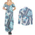 Hawaii Quilt Couples Matching Summer Maxi Dress and Long Sleeve Button Shirt Kakau Polynesian Pattern Sky Blue Version LT01 - Polynesian Pride