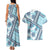 Hawaii Quilt Couples Matching Tank Maxi Dress and Hawaiian Shirt Kakau Polynesian Pattern Sky Blue Version LT01 - Polynesian Pride