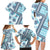 Hawaii Quilt Family Matching Long Sleeve Bodycon Dress and Hawaiian Shirt Kakau Polynesian Pattern Sky Blue Version LT01 - Polynesian Pride