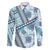 Hawaii Quilt Family Matching Long Sleeve Bodycon Dress and Hawaiian Shirt Kakau Polynesian Pattern Sky Blue Version LT01 Dad's Shirt - Long Sleeve Blue - Polynesian Pride