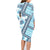 Hawaii Quilt Family Matching Long Sleeve Bodycon Dress and Hawaiian Shirt Kakau Polynesian Pattern Sky Blue Version LT01 - Polynesian Pride