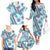 Hawaii Quilt Family Matching Off Shoulder Long Sleeve Dress and Hawaiian Shirt Kakau Polynesian Pattern Sky Blue Version LT01 - Polynesian Pride