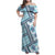 Hawaii Quilt Family Matching Off Shoulder Maxi Dress and Hawaiian Shirt Kakau Polynesian Pattern Sky Blue Version LT01 Mom's Dress Blue - Polynesian Pride