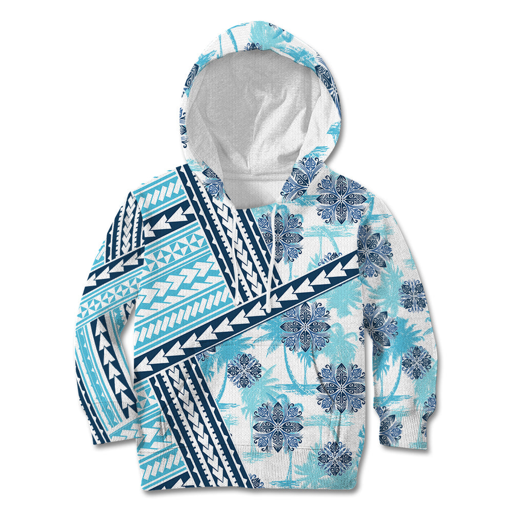 Hawaii Quilt Kid Hoodie Kakau Polynesian Pattern Sky Blue Version LT01 Hoodie Blue - Polynesian Pride