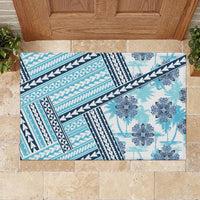 Hawaii Quilt Rubber Doormat Kakau Polynesian Pattern Sky Blue Version LT01 - Polynesian Pride
