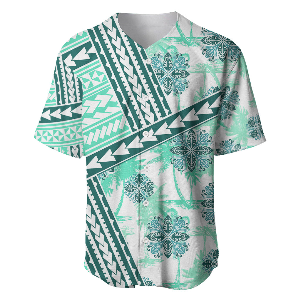 Hawaii Quilt Baseball Jersey Kakau Polynesian Pattern Teal Version LT01 Teal - Polynesian Pride