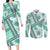 Hawaii Quilt Couples Matching Long Sleeve Bodycon Dress and Long Sleeve Button Shirt Kakau Polynesian Pattern Teal Version LT01 Teal - Polynesian Pride