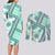 Hawaii Quilt Couples Matching Long Sleeve Bodycon Dress and Long Sleeve Button Shirt Kakau Polynesian Pattern Teal Version LT01 - Polynesian Pride