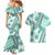 Hawaii Quilt Couples Matching Mermaid Dress and Hawaiian Shirt Kakau Polynesian Pattern Teal Version LT01 - Polynesian Pride