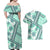 Hawaii Quilt Couples Matching Off Shoulder Maxi Dress and Hawaiian Shirt Kakau Polynesian Pattern Teal Version LT01 - Polynesian Pride