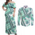 Hawaii Quilt Couples Matching Off Shoulder Maxi Dress and Long Sleeve Button Shirt Kakau Polynesian Pattern Teal Version LT01 Teal - Polynesian Pride